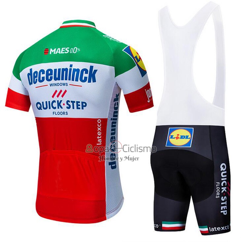Deceuninck Quick Step Ropa Ciclismo Culotte Corto 2019 Mangas Cortas Verde Blanco Rojo